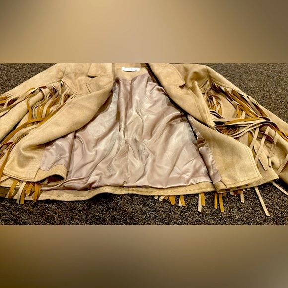 Fringe Suede Cropped Jacket - Beige - Picture 2 of 5